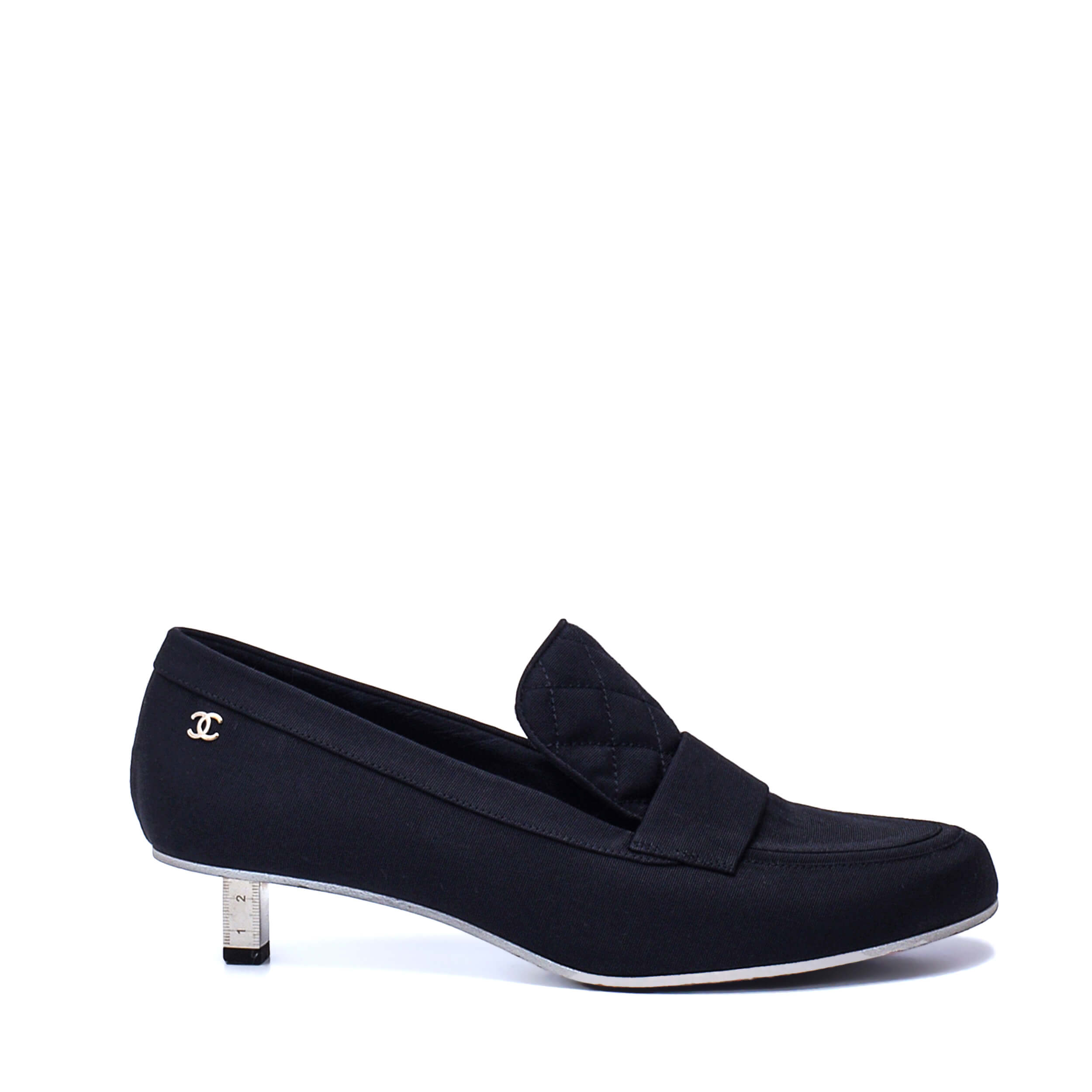 Chanel - Black Ruler Heeled Loafers / 39